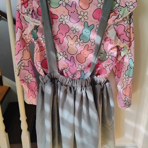 Cute Mila & Rose Outfit Peep Shirt with Overall Suede-like Dress - Picture 5 of 6